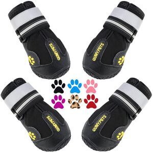 QUMY Dog Shoes for Dogs, Medium Dog Boots & Paw Protectors Size 3 - Black